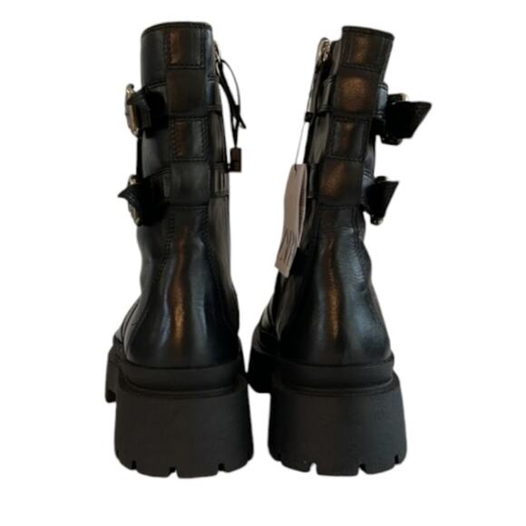 Zara Buckled Moto Goth Streetwear Lug SOLE Contemporary Boots Size 37 US 6.5 - Picture 12 of 16